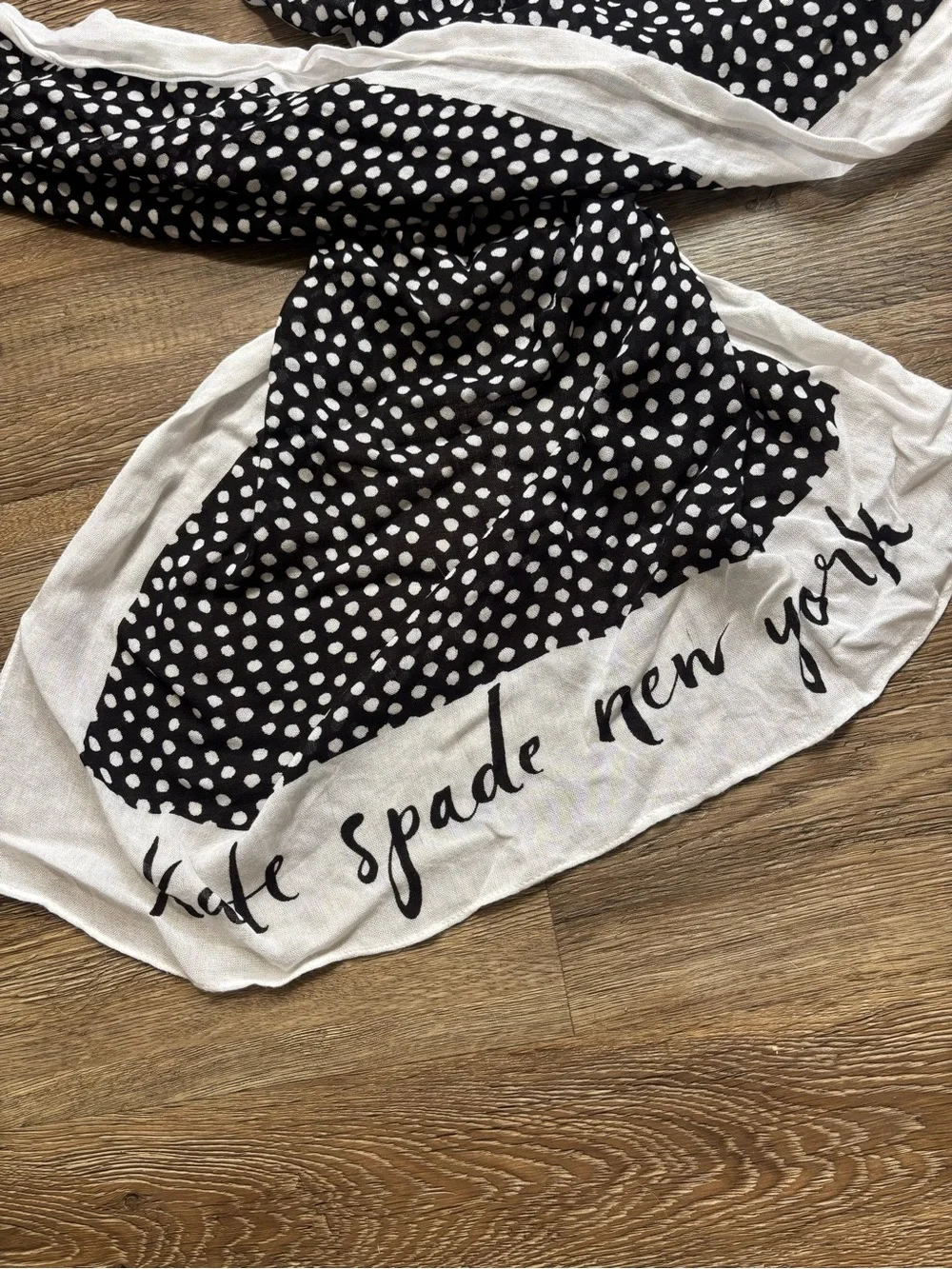 Kate Spade New York Black and White Polka Dots Oblong Wrap Scarf Timeless